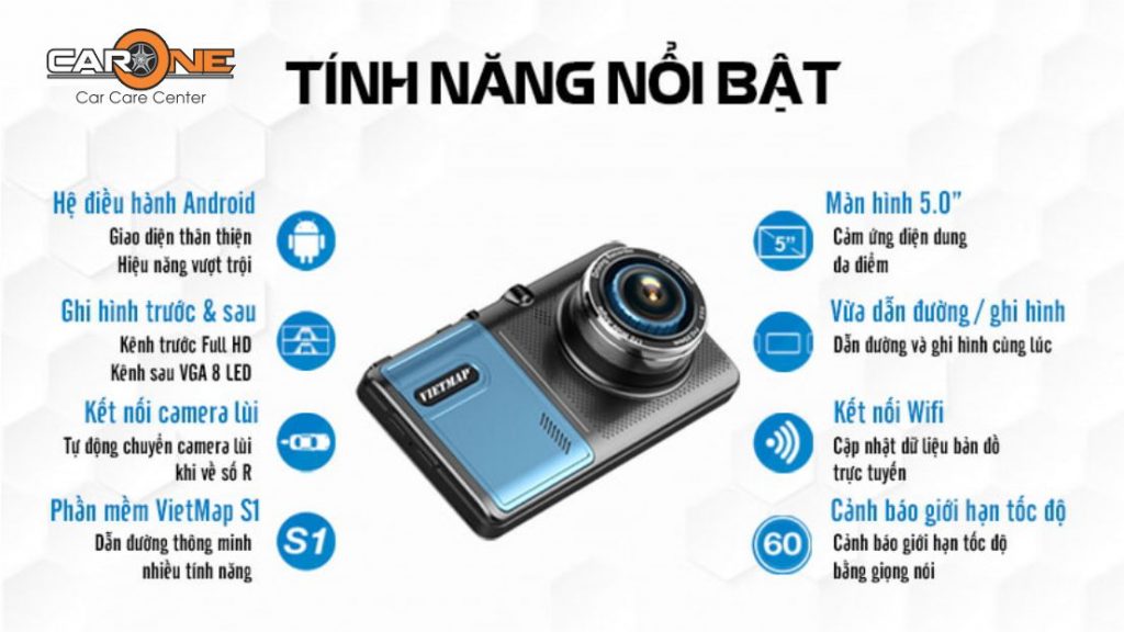Sản phẩm camera hành trình ô tô VietMap A50 hỗ trợ lái xe đắc lực